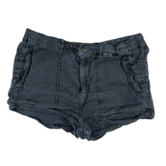 Free People Women’s 8 Linen Shorts Gray Utility Casual Relaxed Fit Summer - Picture 1 of 8